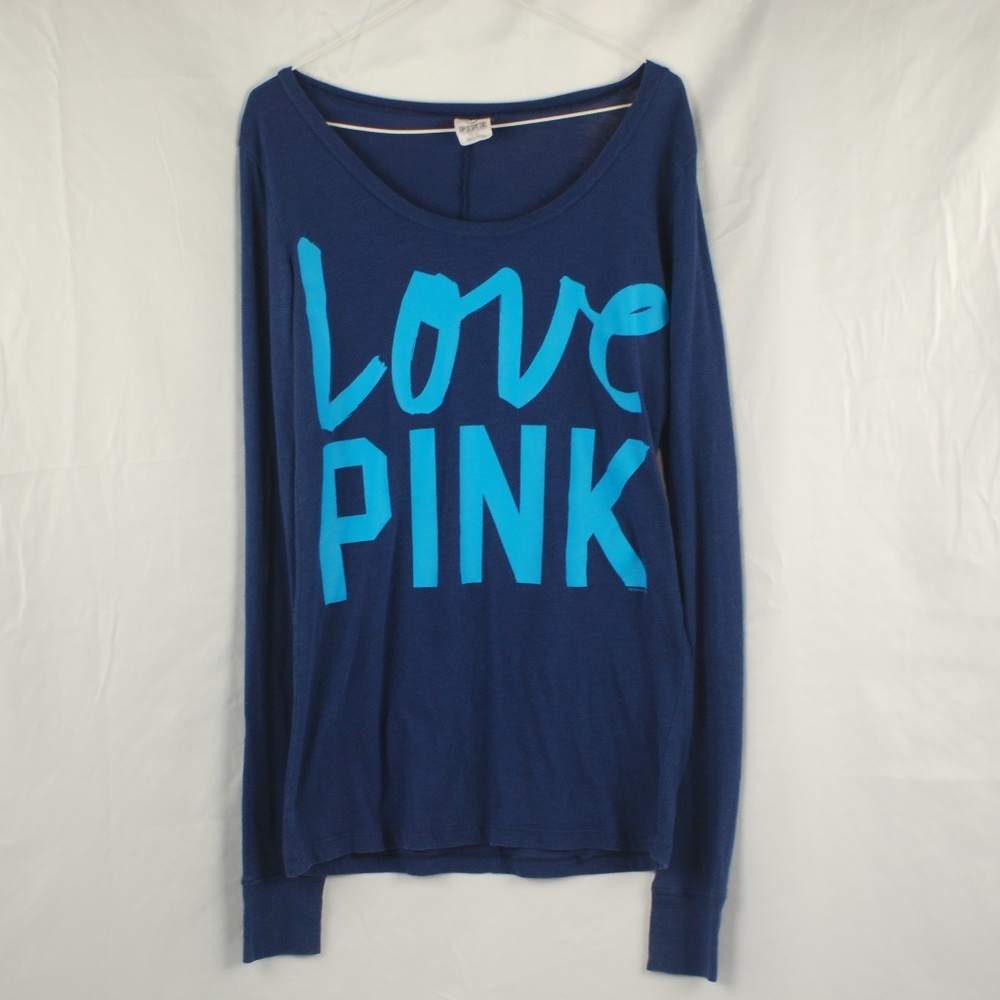 VS Pink | Blue on Blue Long Sleeve Graphic Tee - M